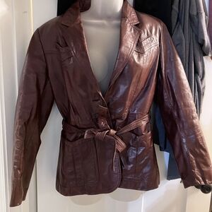 Women's Maroon Vintage Leather Jacket